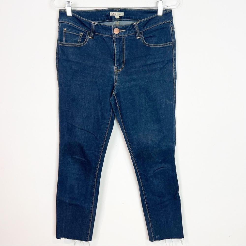 CABI CROP SKINNY MID RISE RAW HEM JEANS STYLE 755 WOMENS SZ 8